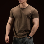 运动2025新款 硬汉风百搭美式 上衣 t恤圆领男士 BARBRO竹节棉短袖