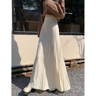 法式白色针织半身裙女2025春秋季a字长裙子半裙春秋伞裙2025新款