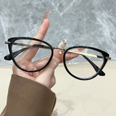 韩系复古猫眼防蓝光护目镜男近视眼镜女可配60 600度素颜百搭