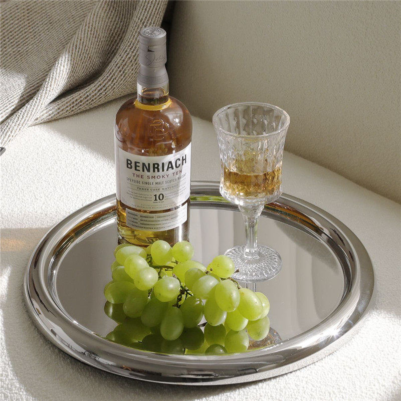 欧式不锈钢酒具托盘轻奢威士忌酒樽醒酒器套装ins风圆形西餐餐盘,餐饮具,盘,淘宝优惠券,粉丝福利购,淘宝优惠卷