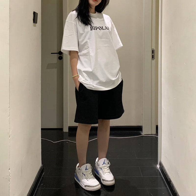 美式潮牌五分短裤女夏季薄款运动篮球裤高腰宽松练腿跑步健身裤子