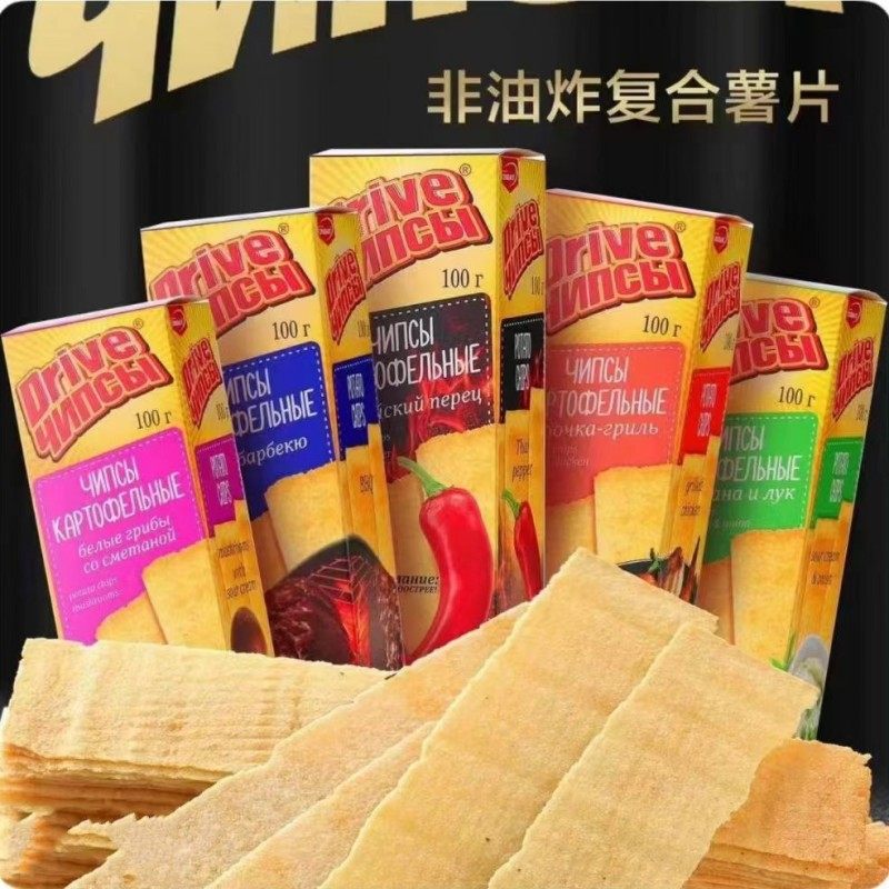 俄罗斯薯片酸奶油蘑菇芝士洋葱烤肉鲜虾泰椒培根烤鸡肉烧烤味100g
