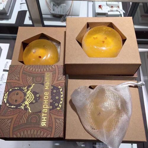 俄罗斯香皂手工皂琥珀精油人参蜂蜜皂110克