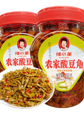 湖南特产酸豆角农家自制红油酸豇豆450gx2罐装下饭菜拌粉泡面调料