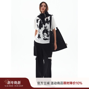 艺妓TATTOO纹身图案圆领短袖 MIICHOUS 日式 薄暮时分 T恤 米丘寺