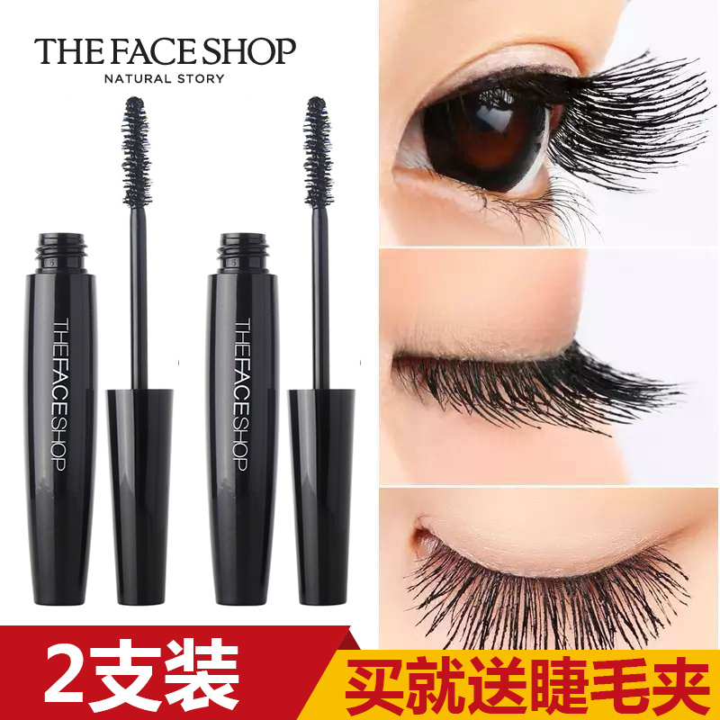 韩国faceshop菲诗小铺大肚子黑杆睫毛膏2支装旗舰店官网菲斯诗菲