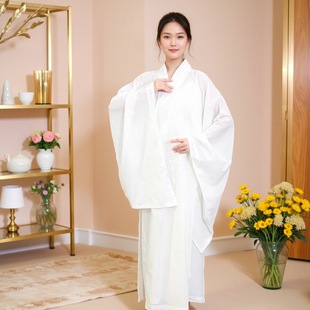 高档白色海青居士服禅修服男女多丽丝垂顺和尚出家人师父僧袍僧服