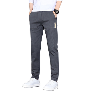男士夏季休闲裤男直筒修身时尚韩版百搭青年夏天长裤子男装松紧腰
