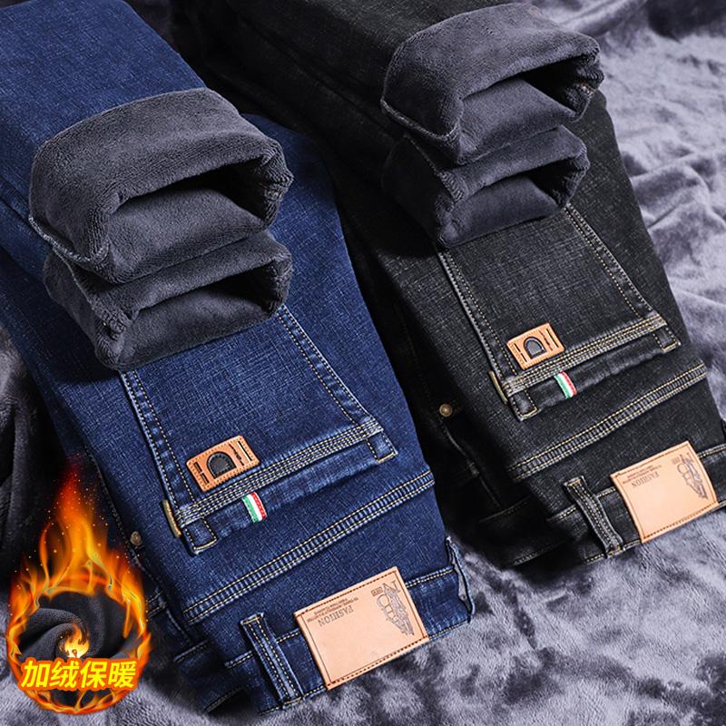 秋冬新款加绒牛仔裤男士