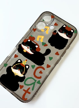 可爱插画喵适用iPhone17苹果16promax华为mate80vivos50小米k90OPPOReno14一加13Pro荣耀手机壳全包魅族22