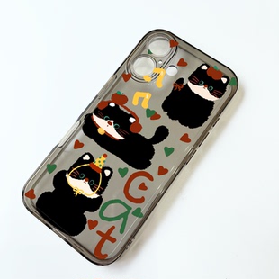 可爱插画喵适用iPhone17苹果16promax华为mate80vivos50小米k90OPPOReno14一加13Pro荣耀手机壳全包魅族22