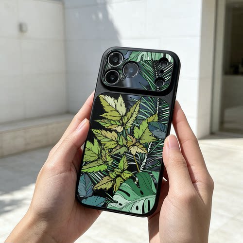 ins森系植物亮面手机壳iPhone18pro苹果17小米15荣耀migac8适用OPPOReno16华为p90nova13全包vivoy600三星s24