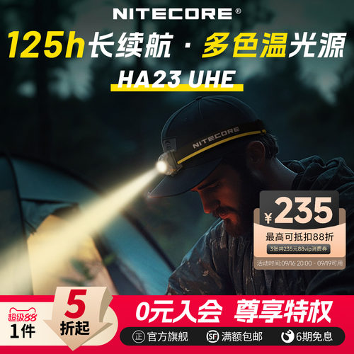 奈特科尔HA23UHE头灯长续航AAA