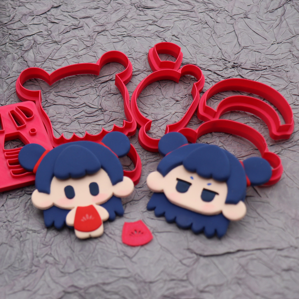 diy哪吒饼干切模超轻石塑粘土通用塑料压模Q版冰箱贴3D打印切模