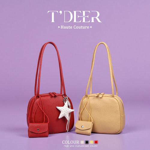 Tdeer高级质感小众腋下包包女式2026新款单肩包百搭休闲保龄球包