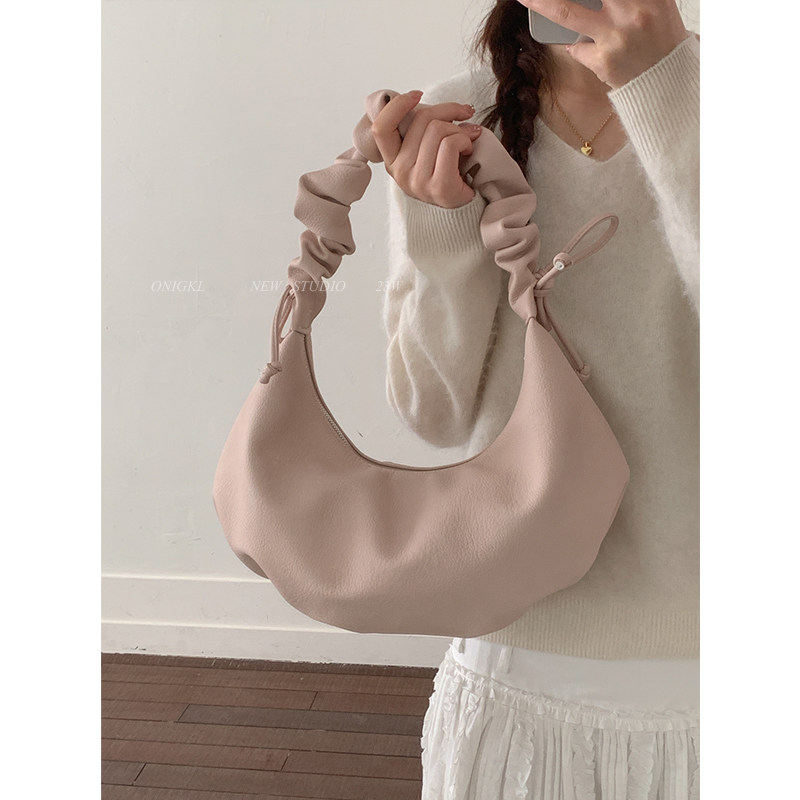 韩系小众粉色褶皱云朵包包女2025新款秋冬单肩包高级感通勤腋下包,箱包皮具/热销女包/男包,通用款女包,淘宝优惠券,粉丝福利购,淘宝优惠卷