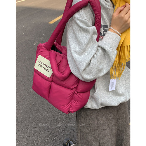 韩国小众时尚腋下包包女2025新款秋冬单肩包大容量通勤羽绒托特包