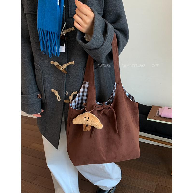 学院风复古通勤帆布包包女式2025新款秋冬单肩包大容量腋下托特包