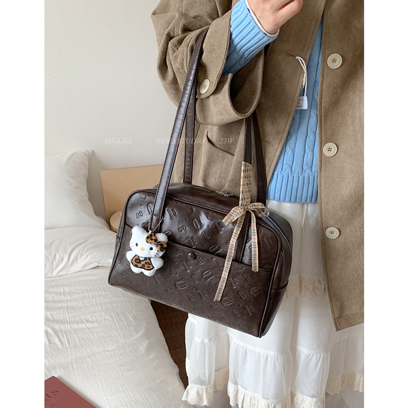 韩国大容量托特包包女式2025新款秋冬单肩包复古通勤手拎波士顿包