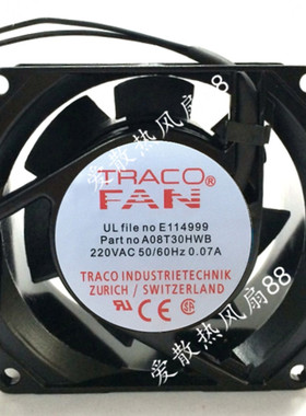 原装TRACO FAN A08T30HWB 220V 散热风扇DC6T24LWS DC24V E114999
