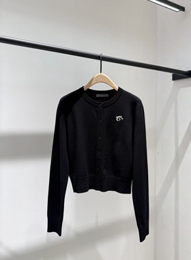 【C+系列】正品针织衫开衫2026春新品刺绣短款黑色轻薄MBF1CAR037