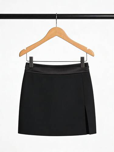 正品短裤黑色高腰直筒侧拉链小开叉裙裤街头辣妹风裤子MBD2SOTK03