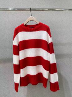 【秦岚同款】正品毛衣2025冬新品马海毛绵羊毛粗纺条纹MBE4SWT081