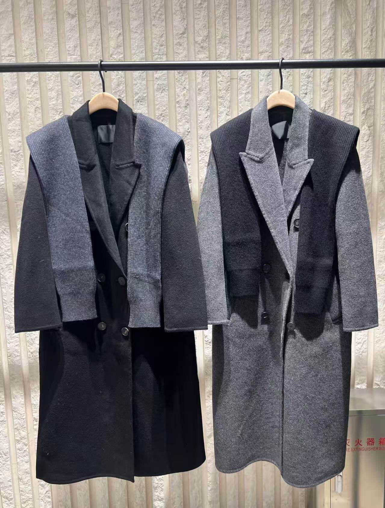 【秦岚同款C系列】正品大衣针织披肩2025冬新品绵羊毛MBE4OVC006