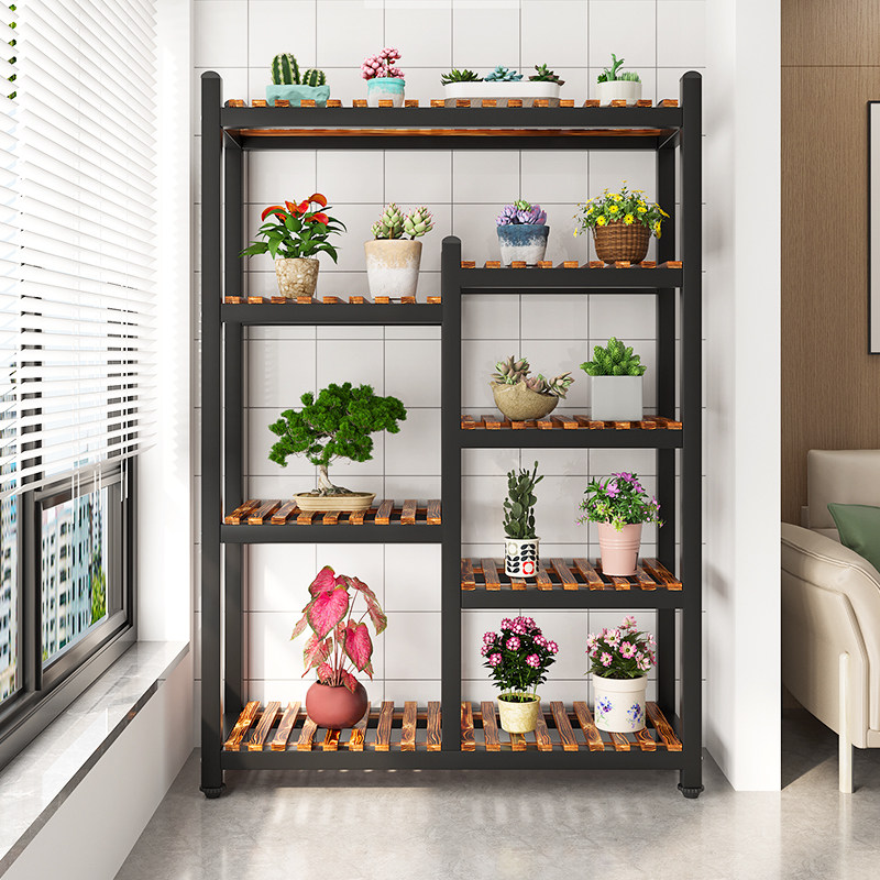 实木铁艺花架室外阳台多肉架子室内客厅展示架多层落地置物架收纳