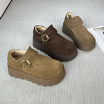 诗路花语女鞋2025年冬季真皮厚底小个子加绒全包型勃肯鞋 100-723