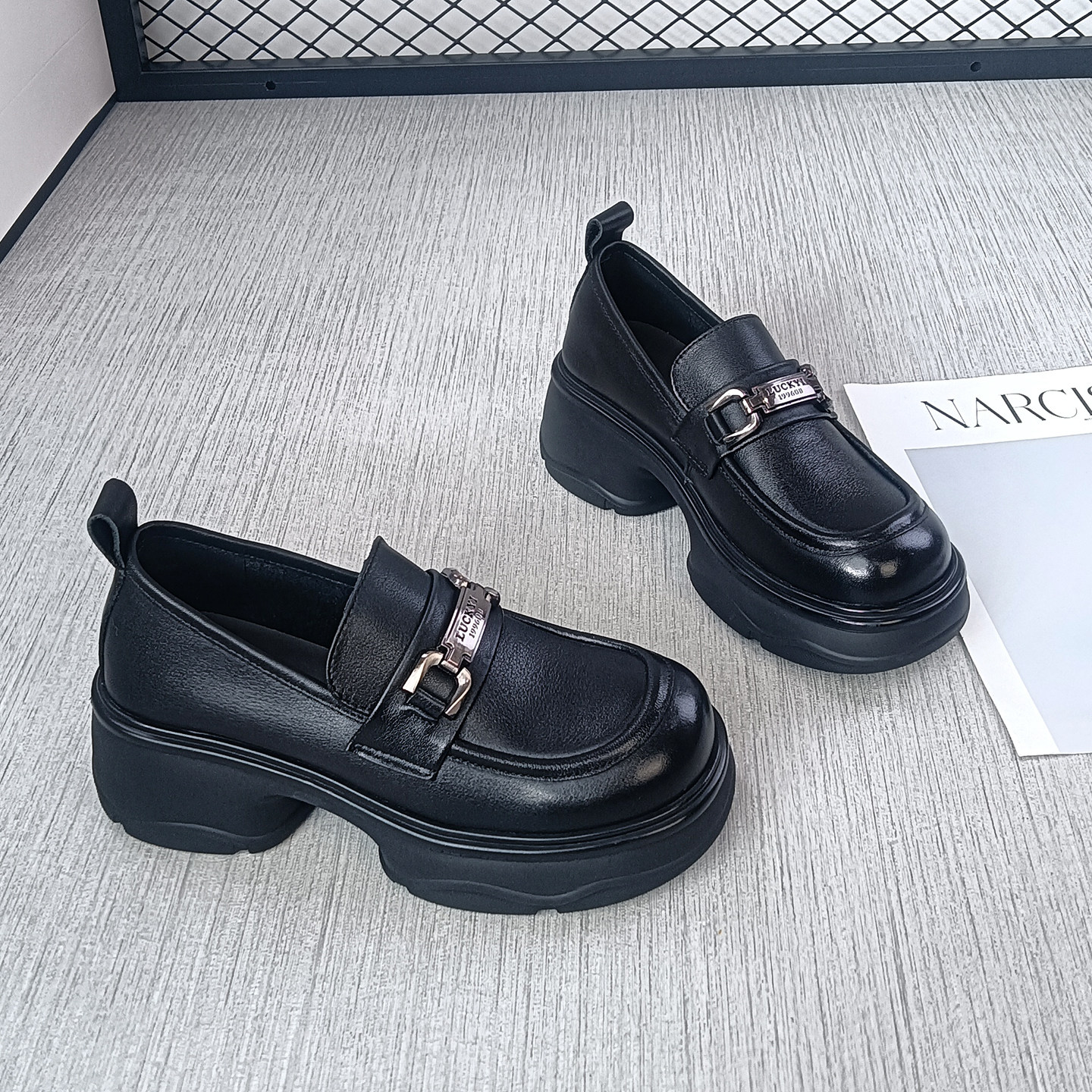 淑吟真皮厚底增高显脚小乐福鞋女2025年秋季百搭软底小皮鞋579-38,女鞋,乐福鞋（豆豆鞋）,淘宝优惠券,粉丝福利购,淘宝优惠卷