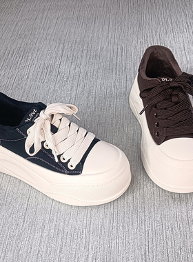 阿美妮真皮加绒增高面包鞋女2025年冬季软底休闲板鞋松糕鞋 67392