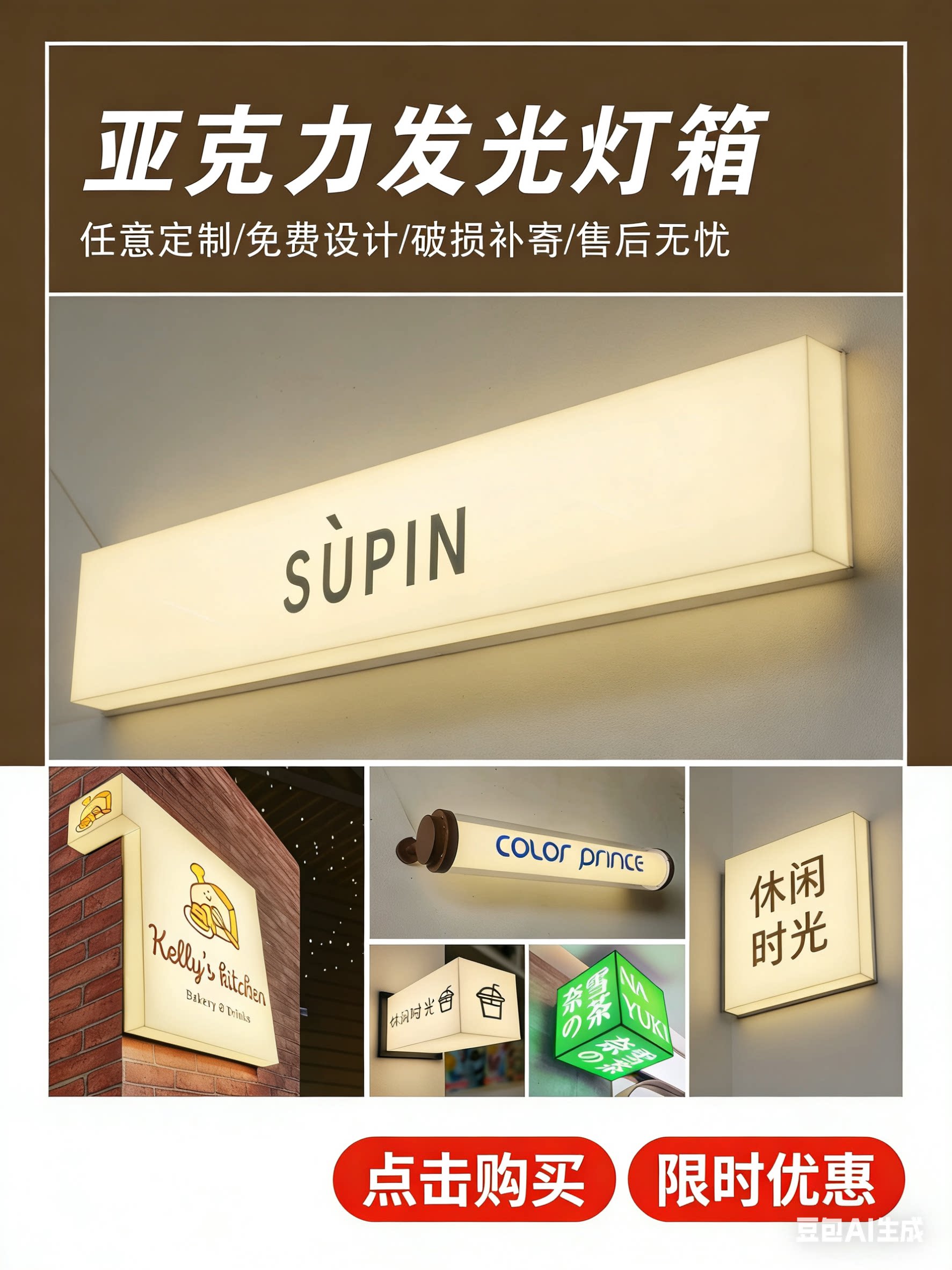 亚克力门头灯箱定制 店铺商超发光灯箱定做 门店商铺广告招牌制作