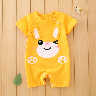 新生儿连体衣夏天外出超萌睡衣哈衣 薄款 婴儿衣服夏季 宝宝纯棉短袖