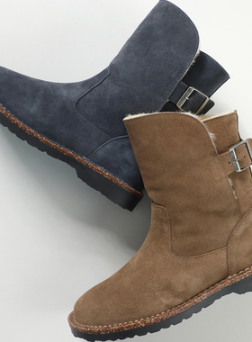 莞产~无标勃肯同款Uppsala Shearling中筒雪地靴羊皮毛一体毛靴女