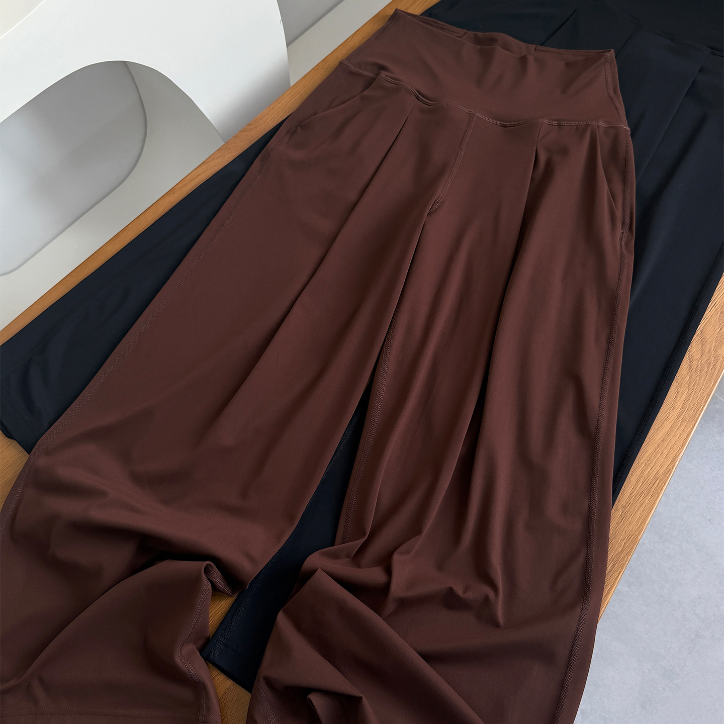 Align同款高腰阔腿抽褶瑜伽长裤