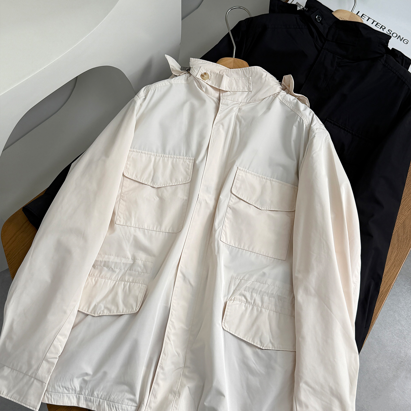 经典LP旅行者夹克~三防面料+羊毛针织内衬 隐藏帽立领猎装外套男