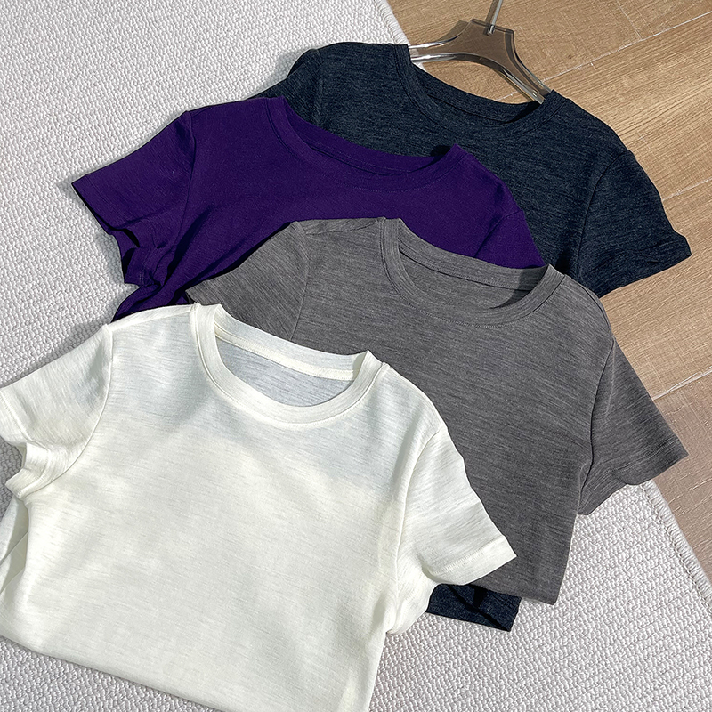 Row修身显瘦正肩针织短袖T恤女