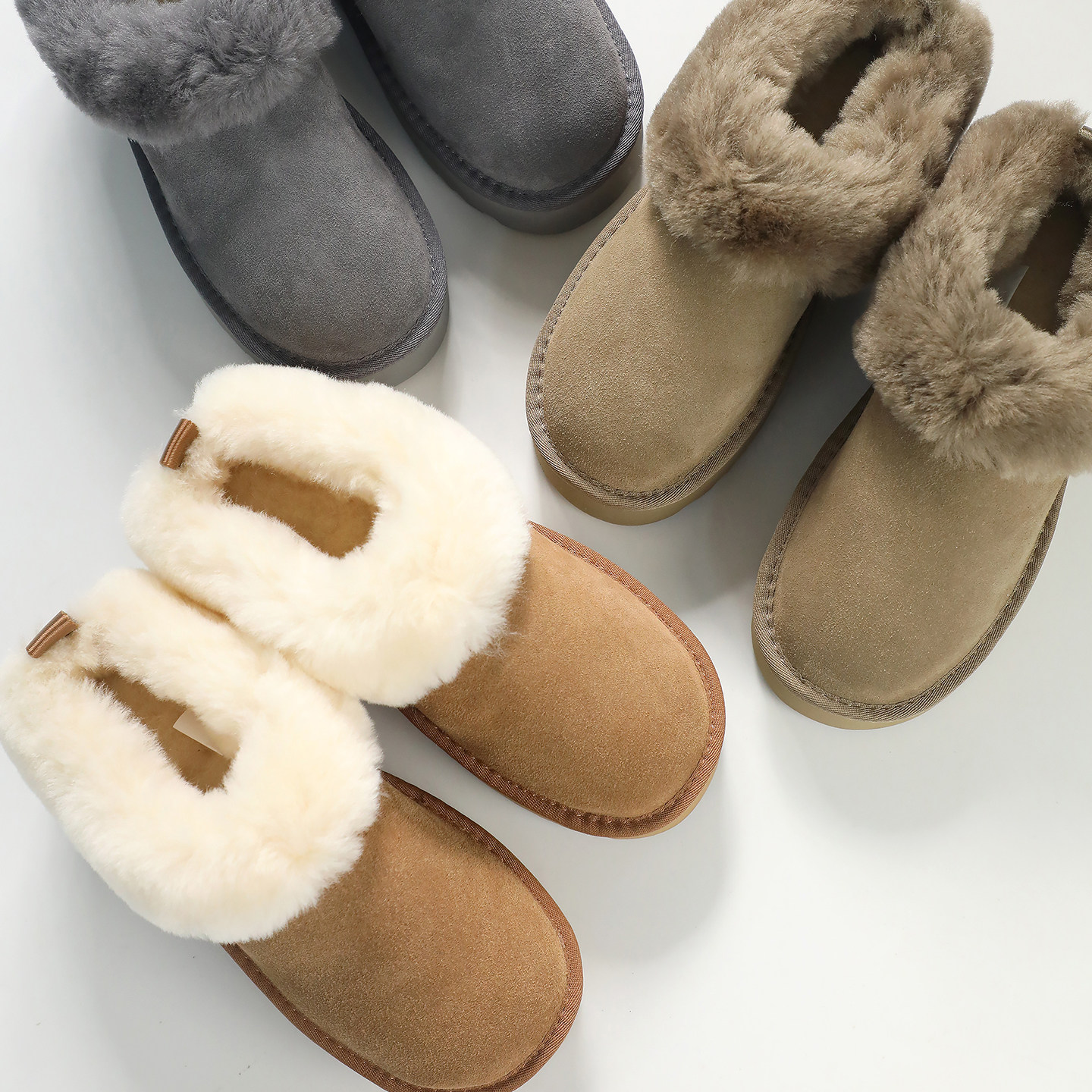 莞产！无标tazzelle系列羊毛内里一脚蹬低帮厚底毛毛鞋雪地靴女冬,女鞋,时尚雪地靴,淘宝优惠券,粉丝福利购,淘宝优惠卷