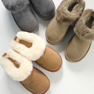 莞产！无标tazzelle系列羊毛内里一脚蹬低帮厚底毛毛鞋雪地靴女冬