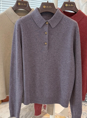 非市场通货！老钱风L*P Cl@ssic羊绒花纱针织Polo衫毛衣女 量很少
