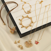 贵气 女明星同款 沙金饰品 属于东方 古法如意项链手链 圆盘耳钉