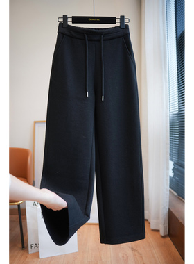 虫小小 显瘦显腿长！高腰显瘦阔腿毛呢休闲裤女直筒长裤秋冬A68F