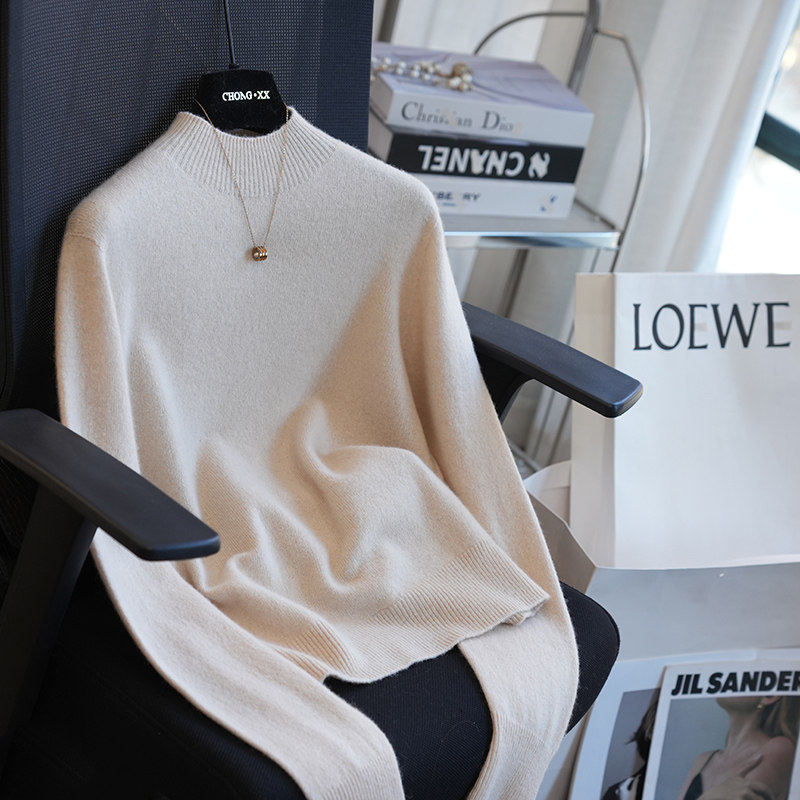 亏清！羊绒羊毛半高领针织衫