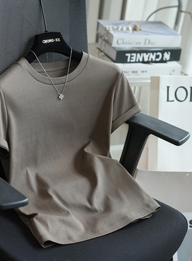 虫小小 TH纯棉休闲纯色圆领短袖T恤女短款上衣2026春夏新款A104E