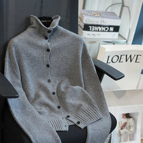 虫小小绵羊毛沙漏领针织开衫女