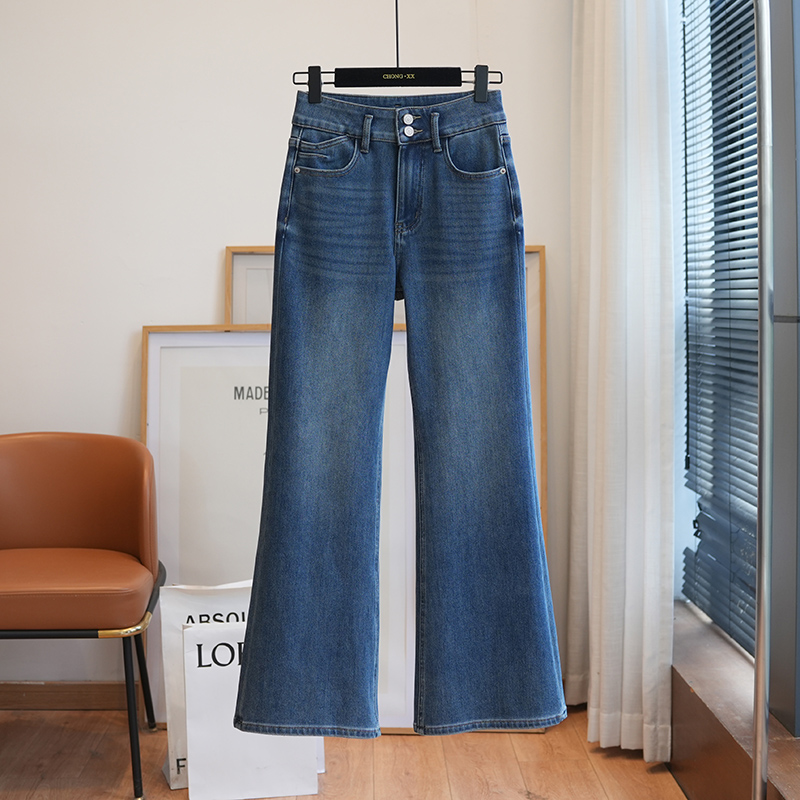 虫小小四面弹微喇加绒牛仔裤