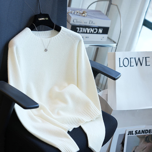 虫小小 无缝一体绵羊毛牦牛绒圆领针织衫女毛衣内搭打底秋冬A83F