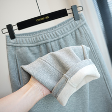 虫小小 真丝羽绒纱一体绒加厚保暖萝卜裤女加绒休闲卫裤冬季A80J