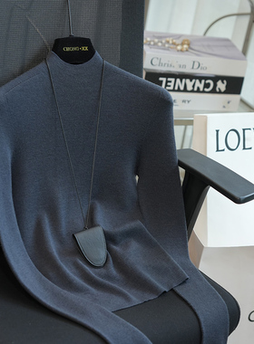 扬子纱100美丽诺羊毛无缝修身半高领长袖针织衫女打底毛衣秋A41B